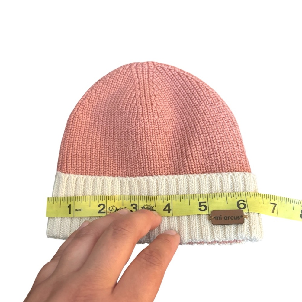 Mi Arcus Pink Baby Hat Size 12 To 24 Months Knit 100% Cotton Winter Hat - Picture 4 of 5